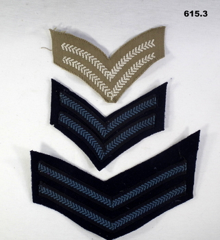 Three styles of RAAF shoulder uniform insignia