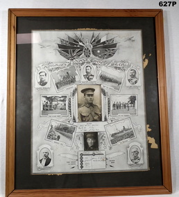 Framed WW1 mixed photos with central AIF photo