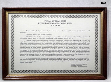 Document re the Battle of Kapyong in Korea