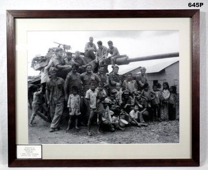 B & photo showing a tank and soldiers vietnam