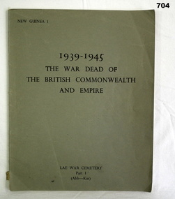 Book detailing The War Dead of the Commonwealth 1939-1945