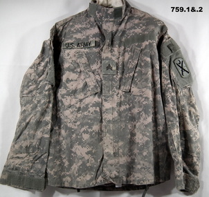 US Army grey camouflage uniform.
