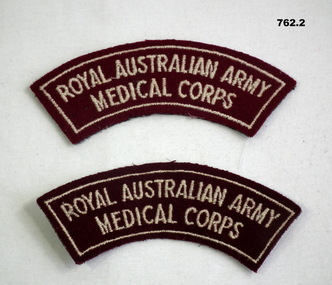 Two RAAMC shoulder flashes for uniform