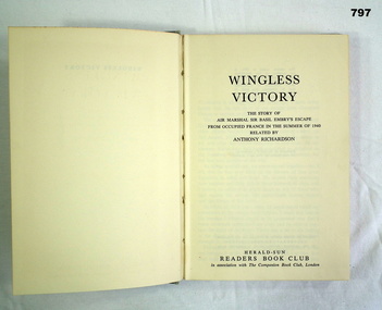 Book detailing the escape from occupied France by Air Marshall Sir Basil Embry