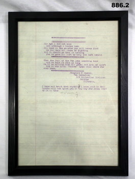 Second page of a letter and poem