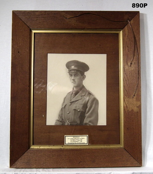 Photograph of soldier with 67th badge