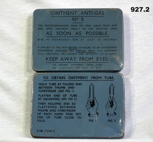 Blue tins of anti Gas ointment