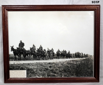 B & W photo re a Harse drawn Howitzer Battery