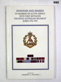 Book about Honours & awards Korea 1952-1953