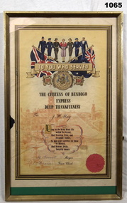 Bendigo City shire certificate WW2