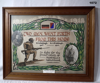 Certificate - CERTIFICATE, FRAMED, Post 1920