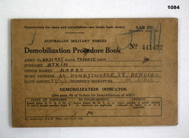 Demobilization procedure book 2nd AIF