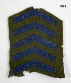 Set of 5 blue service chevrons on cloth