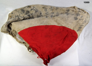 Japanese flag with hand written names on