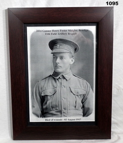 B & W framed photo of a soldier DOW’s