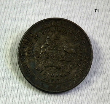 Badge issued to medically unfit personal WW1