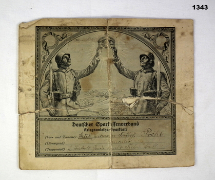 WW1 german war bond in paper form