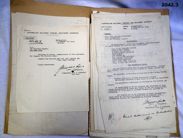 Folder of documents relating to signals WW2