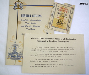 Documents relating to Welcome Home Bendigo WW2