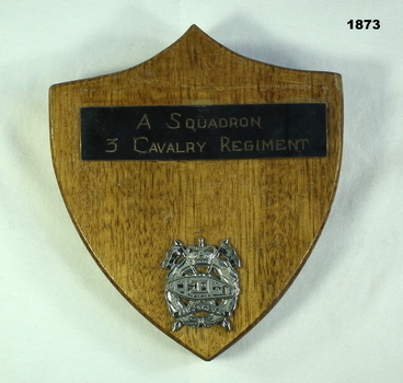 Wood, metal shield re 3 CAV Regt.