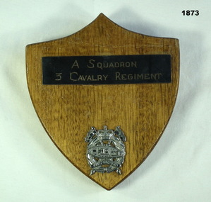 Wood, metal shield re 3 CAV Regt.