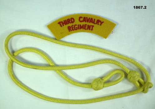 3 CAV Regt lanyard and shoulder patch. 