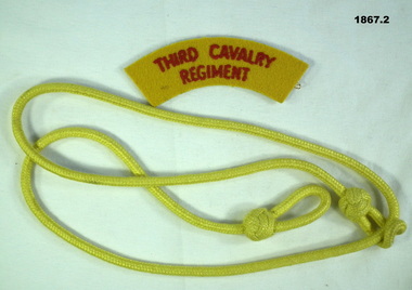 3 CAV Regt lanyard and shoulder patch. 