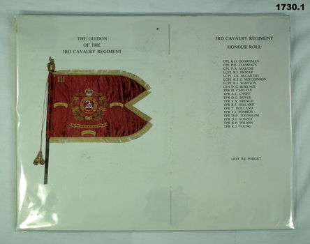 Document showing the 3rd CAV Regt Guidion and casualties.