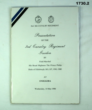 document relating to the presentation of 3rd CAV Regt Guidion