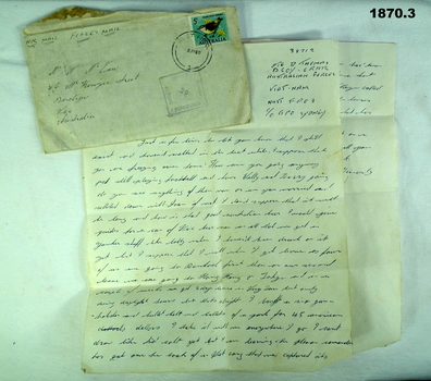 Letter and envelopes sent by Dave Thomas from Vietnam