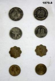 Eight currency coins from SouthVietnam