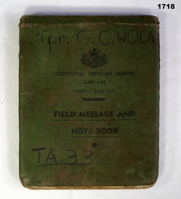 Green field message and note book