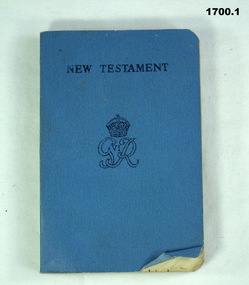 Small blue covered New Testament