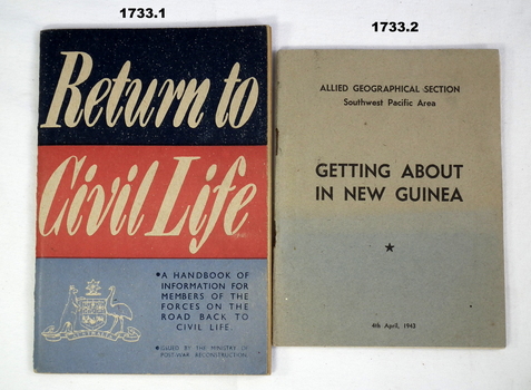 Two books re New Guinea and return to civilian life.
