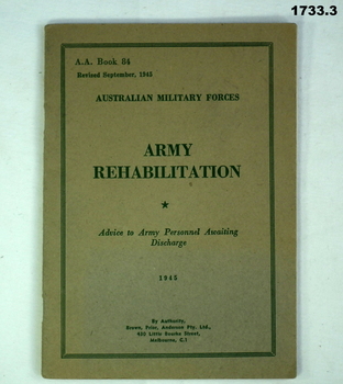 Book on Army rehabilitation for service men.