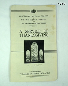 Pamphlet service of thanksgiving islands WW2
