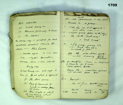Small note book hand written re RAAF