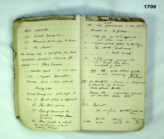 Small note book hand written re RAAF