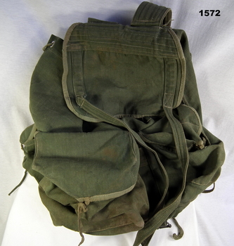 Green type back pack with draw string opening