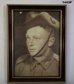 Framed sepia portrait of WW2 soldier