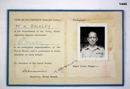 Identification card with photo insert.