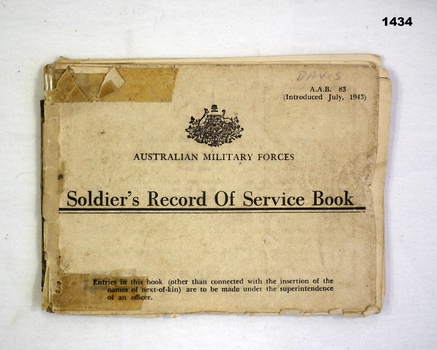 Record of service book 2nd AIF WW2