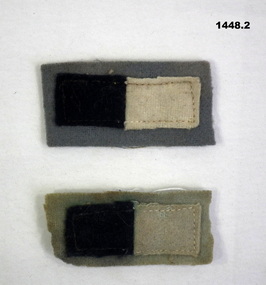 Two colour patches blue & white re 2nd AIF.