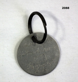 Aluminium Identity disk RAAF WW2