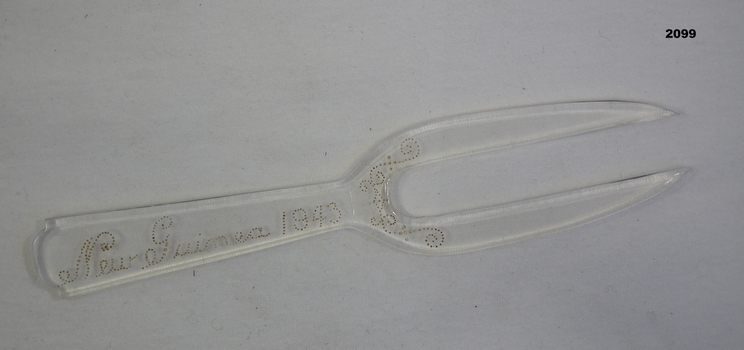 Trench art Perspex form from New Guinea 