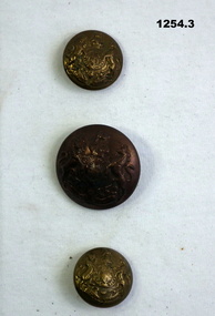 Three brass British uniform buttons WW1
