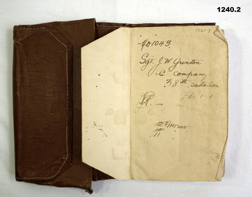 Covered note book used in WW1