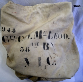 Kit bag white with black lettering WW1