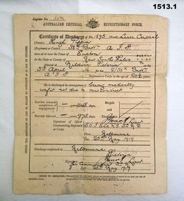 Service documents relating to Hugh Pippin WW1
