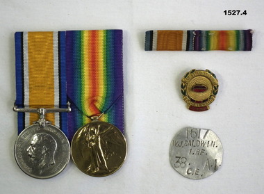 Medals, ribbons, badge, ID AIF WW1